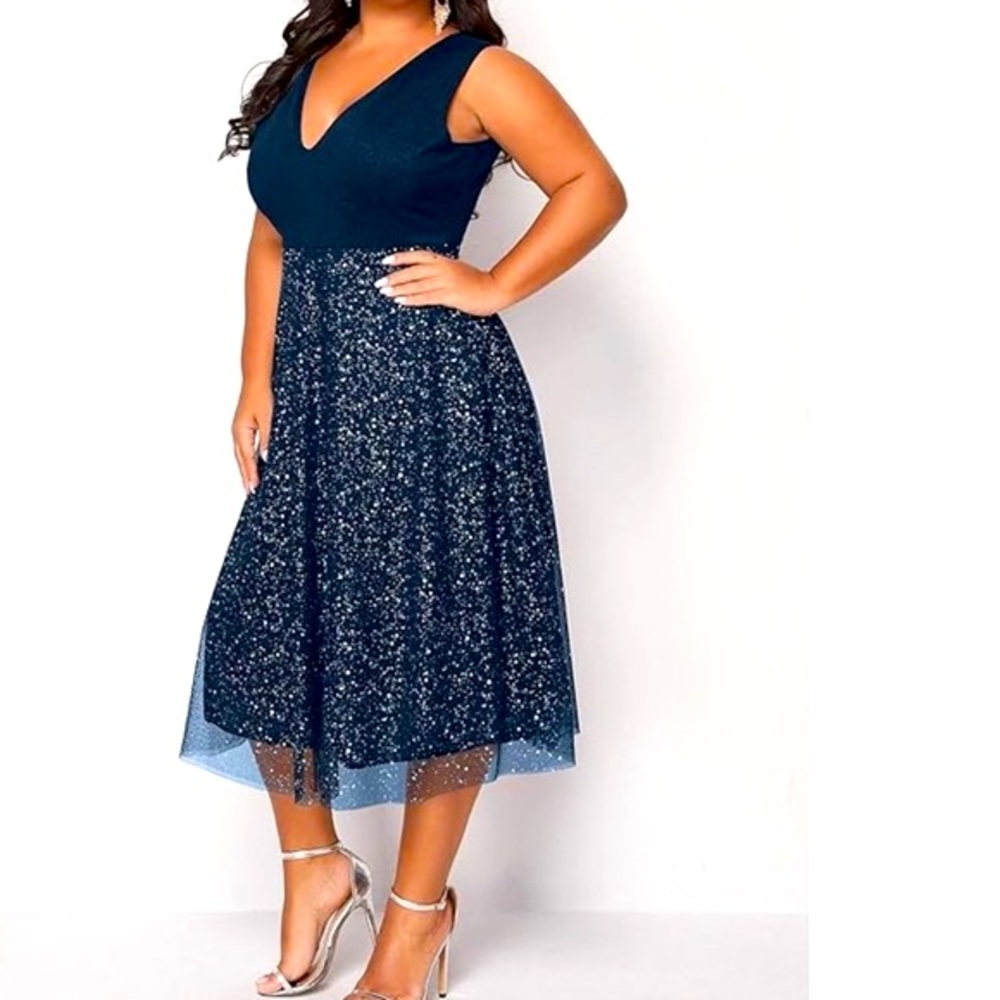 Dress V Neck A Line 1XL